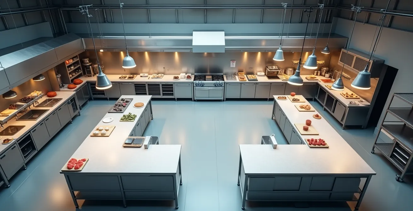 Organisation d'un laboratoire de pâtisserie suivant le principe de marche en avant